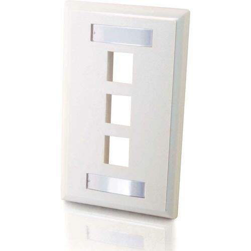 C2G 3-Port Single Gang Multimedia Keystone Wall Plate - White (03412)
