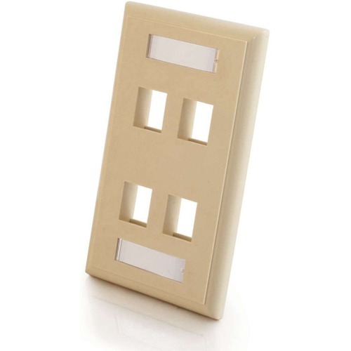 C2G 4-Port Single Gang Multimedia Keystone Wall Plate - Ivory (03713)