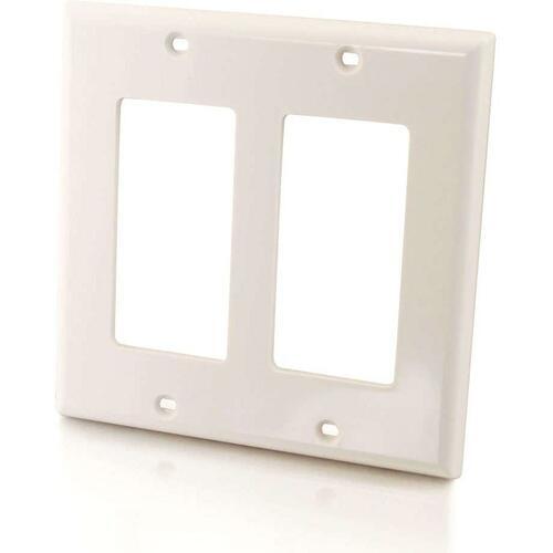 C2G Two Decorative Style Cutout Double Gang Wall Plate - White (03728)