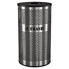 Ex-Cell Stainless Steel Trash Receptacle, 33 gal, Stainless Steel (VCT33PERFS)
