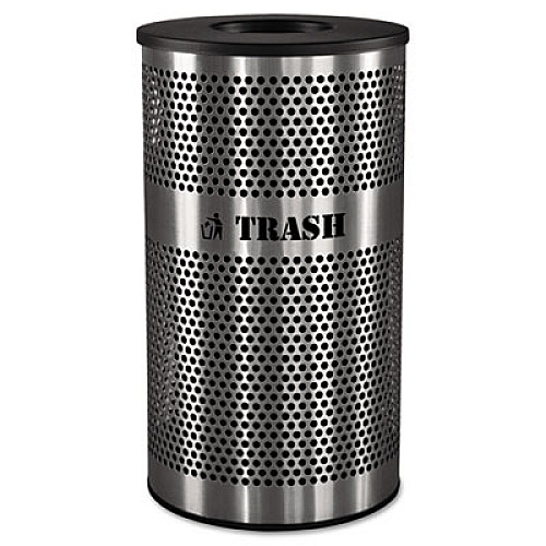 Ex-Cell Stainless Steel Trash Receptacle, 33 gal, Stainless Steel (VCT33PERFS)