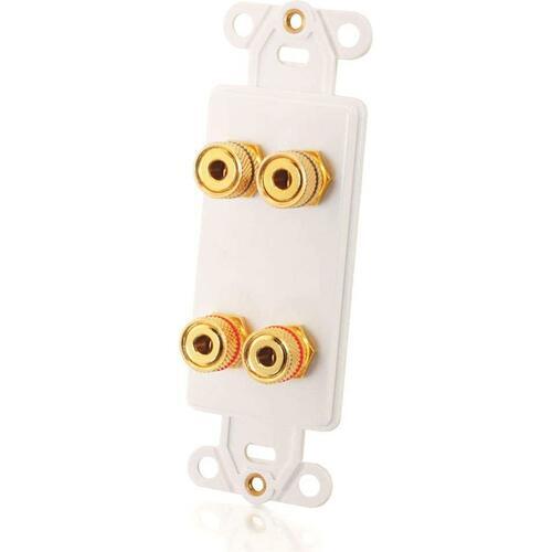 C2G Dual R/L Banana Jack Pass Through Decorative Style Wall Plate - White (03964)