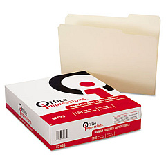 Office Impressions Top Tab Manila File Folders, 1/3-Cut Tabs: Assorted, Letter Size, 1" Expansion, Manila, 100/Box (OFF82035)