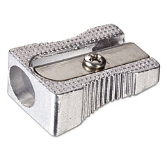 Officemate Metal Pencil Sharpener, 0.63 x 1 x 0.38, Metallic Silver, 4/Pack (30218)