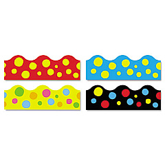 TREND Terrific Trimmers Border Variety Set, 2.25" x 39", Lotsa Spots, Assorted Colors, 48/Set (T92912)