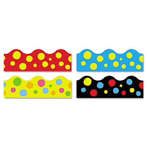 TREND Terrific Trimmers Border Variety Set, 2.25" x 39", Lotsa Spots, Assorted Colors, 48/Set (T92912)