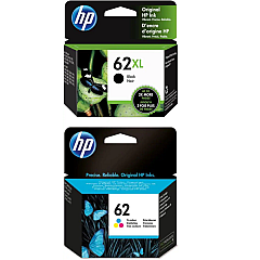 HP 62 Tri-Color / 62XL Black High Yield Ink Cartridge Bundle D84B5FN