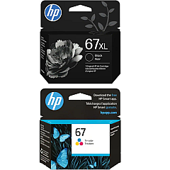 HP 67 Tri-Color / 67XL Black High Yield Ink Cartridge Bundle D84B8FN