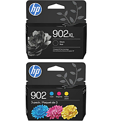 HP 902 Tri-Color / 902XL Black High Yield Ink Cartridge Bundle D84B9FN