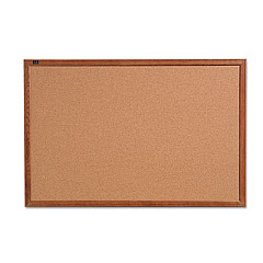 Quartet Cork Bulletin Board, 36 x 24, Oak Finish Frame (85223)