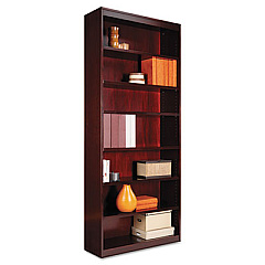 Alera Square Corner Wood Veneer Bookcase, Seven-Shelf, 35.63w x 11.81d x 83.86h, Mahogany (ALEBCS78436MY)