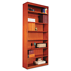 Alera Square Corner Wood Bookcase, Seven-Shelf, 35.63w x 11.81d x 83.86h, Medium Cherry (ALEBCS78436MC)