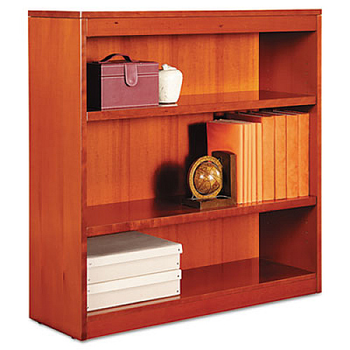 Alera Square Corner Wood Bookcase, Three-Shelf, 35.63w x 11.81d x 35.91h, Medium Cherry (ALEBCS33636MC)