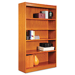 Alera Square Corner Wood Bookcase, Five-Shelf, 35.63w x 11.81d x 60h, Medium Cherry (ALEBCS56036MC)
