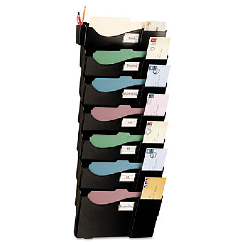Officemate Grande Central Filing System, 7 Sections, Legal/Letter Size, 16.63" x 4.75" x 38.25", Black, 7/Pack (21726)