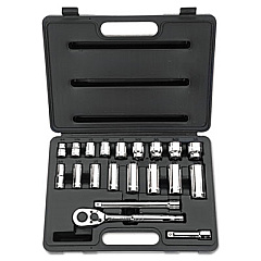 Stanley Tools 20-Piece SAE Standard/Deep Socket Set, 3/8" Drive, 12-Point Sockets (85404)