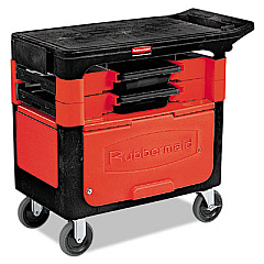Rubbermaid Commercial Locking Trades Cart, 330-lb Capacity, Two-Shelf, 19.25w x 38d x 33.38h, Black (618088BLA)