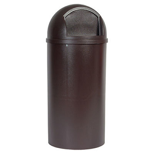 Rubbermaid Commercial Marshal Classic Container, Round, Polyethylene, 25 gal, Brown (817088BRO)
