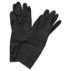 Boardwalk Neoprene Flock-Lined Gloves, Long-Sleeved, 12", Medium, Black, Dozen (BWK543M)