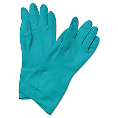 Boardwalk Flock-Lined Nitrile Gloves, Medium, Green, Dozen (BWK183M)
