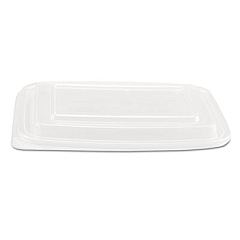 Genpak Microwave Safe Container Lid, Plastic, Fits 24-32 oz, Rectangular, Clear, 75/Bag, 4 Bags/Carton (FPR932)