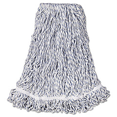 Rubbermaid Commercial Web Foot Finish Mop, Cotton/Synthetic, White, Large, 1" White Headband, 6/Carton (A413)