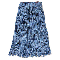 Rubbermaid Commercial Cotton/Synthetic Cut-End Blend Mop Head, 16 oz, 1" Band, Blue, 12/Carton (F51612BLUCT)