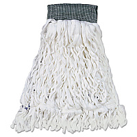 Rubbermaid Commercial Clean Room Mop Head, Rayon, Loop-End, Medium, White, 12/Carton (T300)