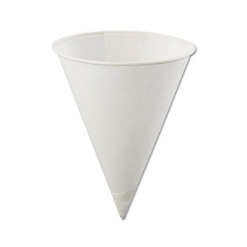 Konie Rolled Rim, Poly Bagged Paper Cone Cups, 4 oz, White, 200/Bag, 25 Bags/Carton (40KBR)