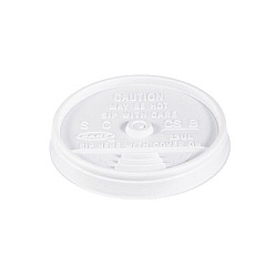 Dart Sip Thru Lids, Fits 10 oz to 14 oz Foam Cups, Plastic, White, 100/Pack, 10 Packs/Carton (12UL)