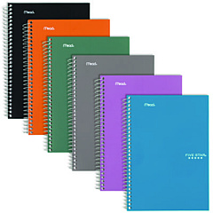 Five Star Wirebound Notebook, 2 Subject, Medium/College Rule, Randomly Assorted Covers, 9.5 x 6, 100 Sheets (06180)