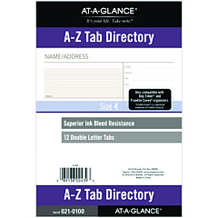 AT-A-GLANCE Day Runner Telephone/Address 1/12-Cut A-Z Tab Refill for Planners/Organizers, 8.5 x 5.5, White Sheets, Undated (210100)