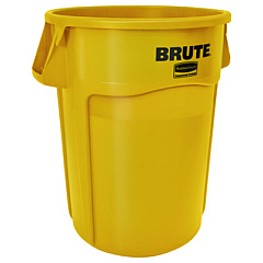 Rubbermaid Commercial Round Brute Container with "Trash Only" Imprint, Plastic, 33 gal, Yellow (263957YEL)