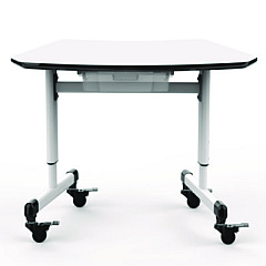 Luxor Height-Adjustable Trapezoid Student Desk with Drawer, 60.25 x 21 x 32 to 38, White (MBSDESK)