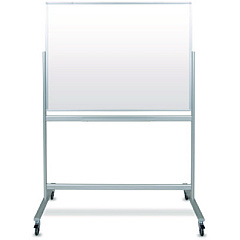 Luxor Mobile Magnetic Glass Dry Erase Board, 48" x 36", White Surface, Silver Aluminum Frame (MMGB4836)