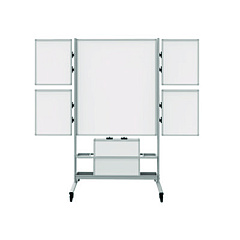 Luxor Mobile Collaboration Station Whiteboard with 4 Attachable Marker Boards, 40.4" x 48.6", White Surface, Silver Aluminum Frame (CLLABSTO)