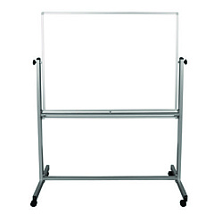 Luxor Mobile Magnetic Whiteboard, 48" x 36", White Surface, Silver Aluminum Frame (MB4836WW)