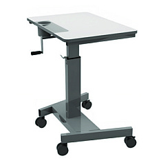 Luxor Sit Stand Student Desk with Crank Handle, 27.5 x 19.5 x 26.25 to 42, White/Gray (STUDENTC)