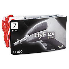 AnsellPro HyFlex Foam Gloves, White/Gray, Size 7, 12 Pairs (118007)