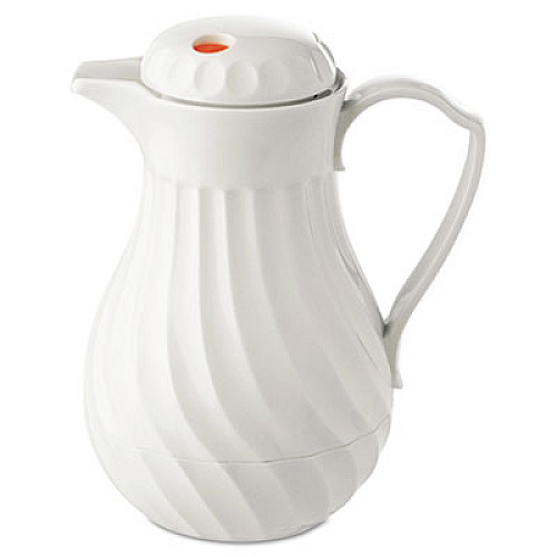 Hormel Poly Lined Carafe, Swirl Design, 64oz Capacity, White (402264)
