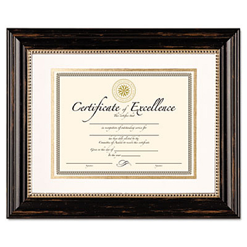 DAX Genova Document Frame with Mat, 11 x 14, 8.5 x 11, Plastic, Black (N4100S3T)