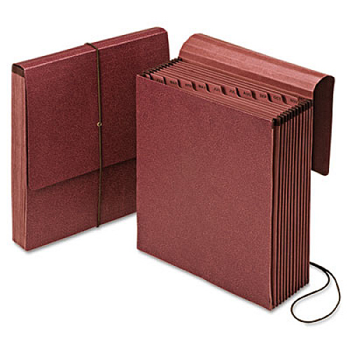 Pendaflex Vertical Indexed Expanding File, 12 Sections, Elastic Cord Closure, 1/12-Cut Tabs, Letter Size, Red Fiber (14005)