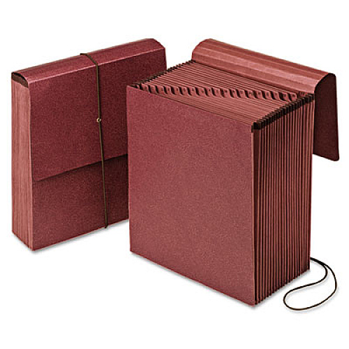 Pendaflex Vertical Indexed Expanding File, 21 Sections, Elastic Cord Closure, 1/21-Cut Tabs, Letter Size, Red Fiber (14000)