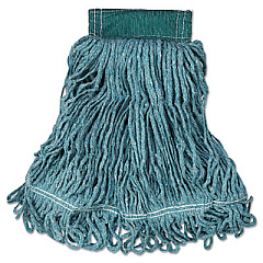 Rubbermaid Commercial Super Stitch Blend Mop Head, Medium, Cotton/Synthetic, Green, 6/Carton (D252GRE)