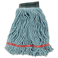 Rubbermaid Commercial Web Foot Wet Mop Head, Shrinkless, Cotton/Synthetic, Green, Medium, 6/Carton (A252GRE)
