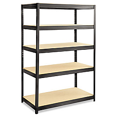 Safco Boltless Steel/Particleboard Shelving, Five-Shelf, 48w x 24d x 72h, Black (6244BL)