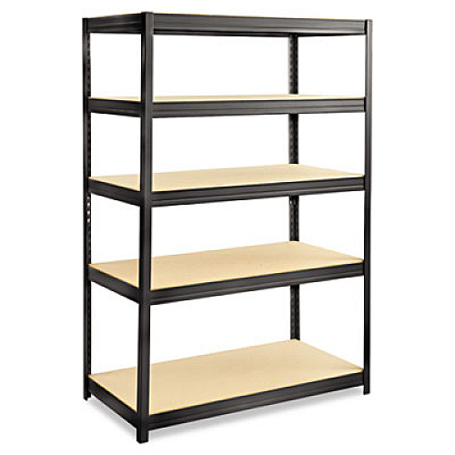 Safco Boltless Steel/Particleboard Shelving, Five-Shelf, 48w x 24d x 72h, Black (6244BL)