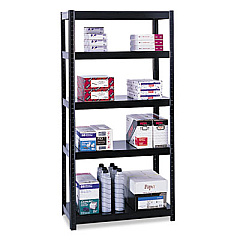 Safco Boltless Steel Shelving, Five-Shelf, 36w x 24d x 72h, Black (5247BL)