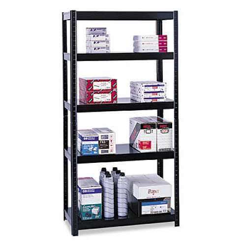 Safco Boltless Steel Shelving, Five-Shelf, 36w x 24d x 72h, Black (5247BL)