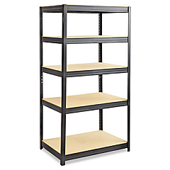 Safco Boltless Steel/Particleboard Shelving, Five-Shelf, 36w x 24d x 72h, Black (6247BL)